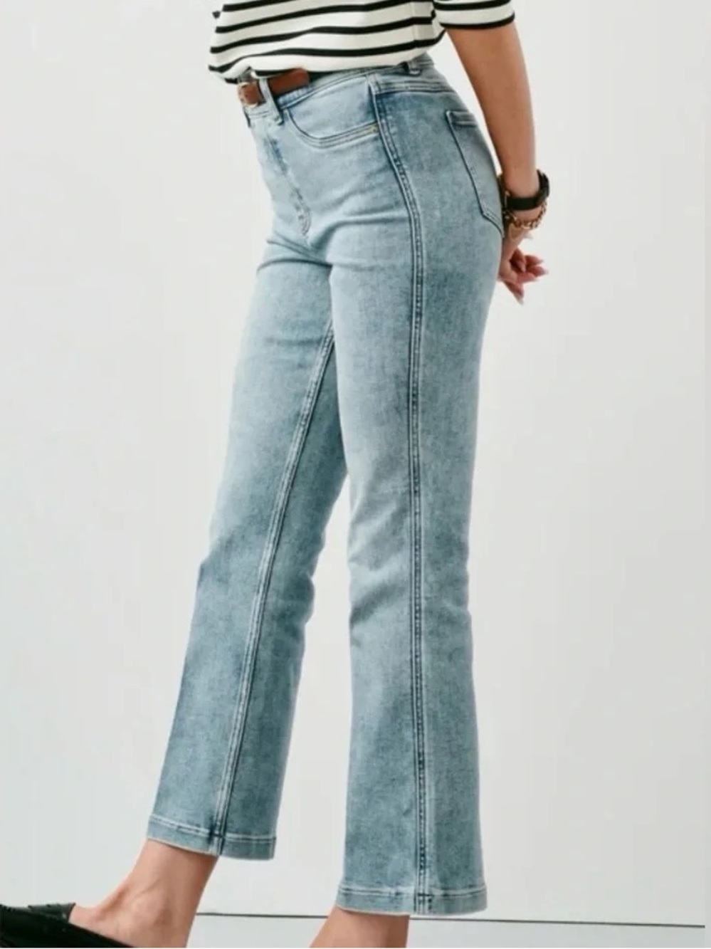 SPANX Light Blue Acid Kick Crop Ankle Jeans